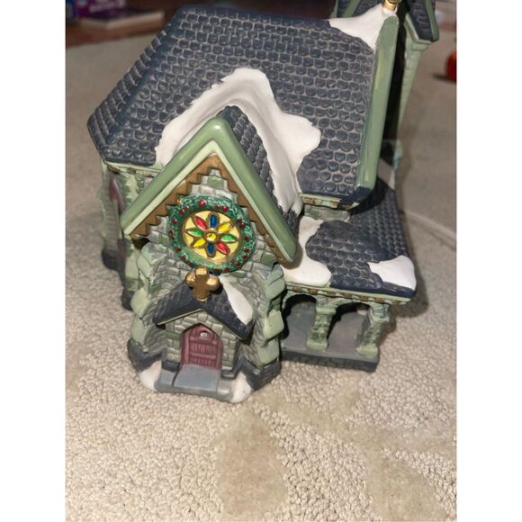 2002 Christmas Streets Church Collection Porcelain House Lighted Window - Picture 15 of 16